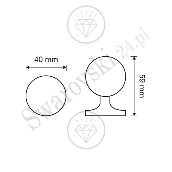 CRYSTAL OZ 40 mm gałka meblowa z kryształem Swarovski®